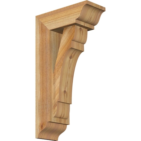 Ekena Millwork Olympic Traditional Rough Sawn Bracket w/ Offset Brace, Western Red Cedar, 6"W x 14"D x 26"H BKT0604X14X26OLY01RWR